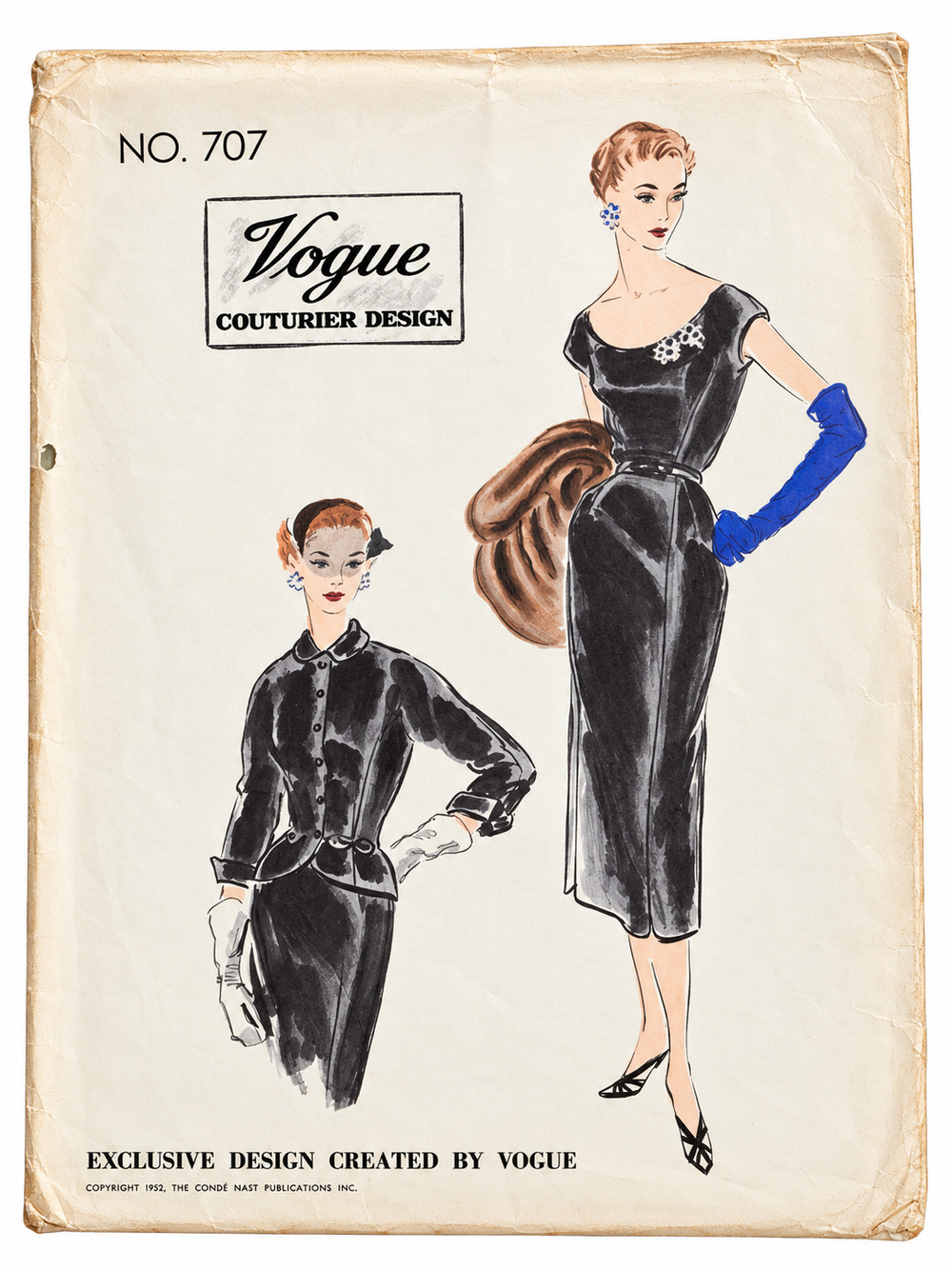 Vintage Vogue Couturier 1940s Dress Jacket Pattern 707 Original Receipt Sz 16